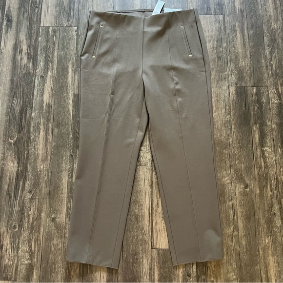 NWT Chico’s So Slimming 360 Juliet Ponte Trim Detail Slim Ankle Pants Khaki 14 - Picture 1 of 15